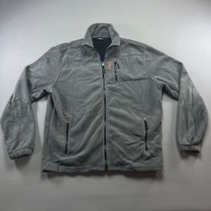 Nonwe Full Zip Jacket Mens L Gray Polar Fleece Insulated Mock Neck Long Sleeve